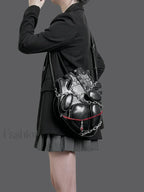 Original Metal Binding Shoulder Dark Sexy Style Heart Punk Chain Gothic Bag Black