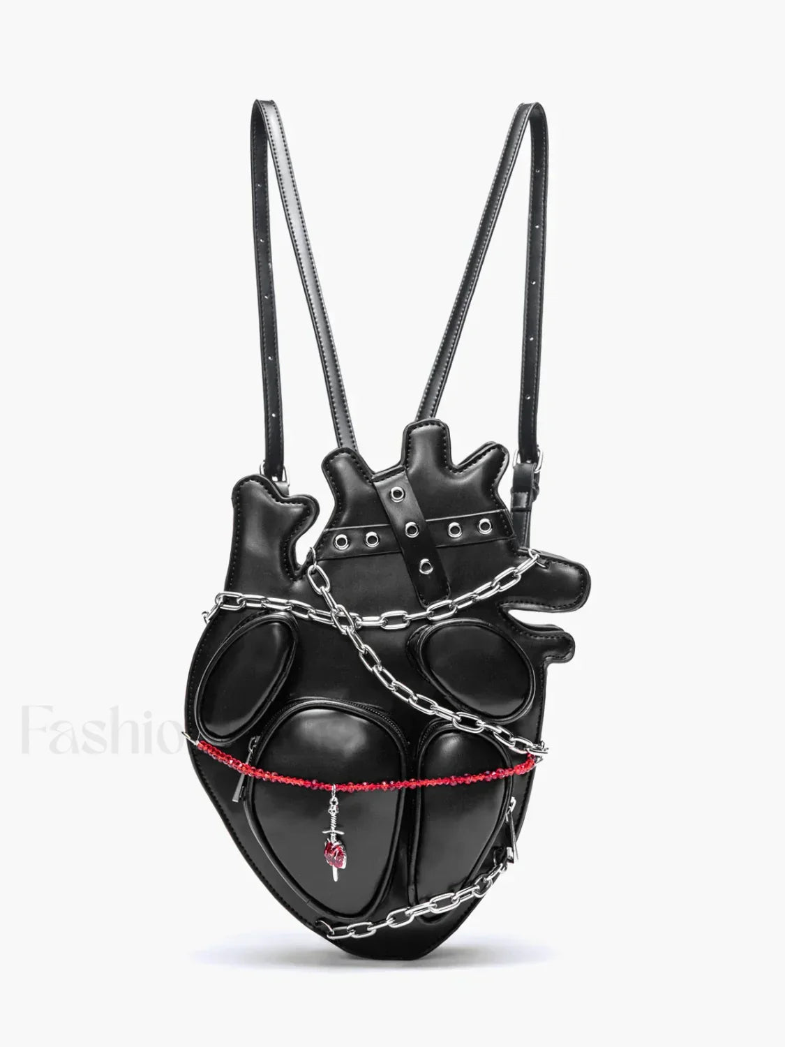 Original Metal Binding Shoulder Dark Sexy Style Heart Punk Chain Gothic Bag Black
