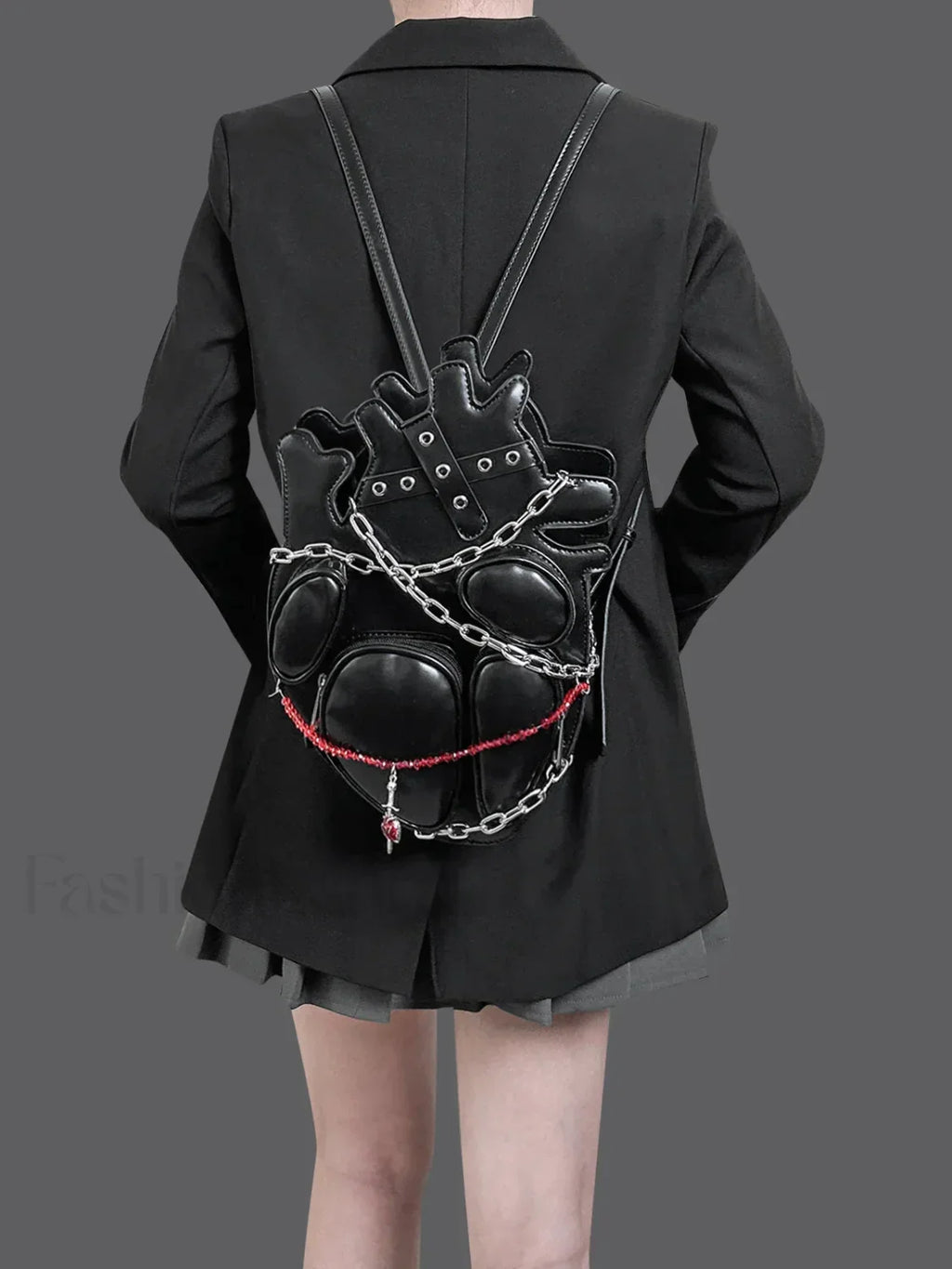 Original Metal Binding Shoulder Dark Sexy Style Heart Punk Chain Gothic Bag Black