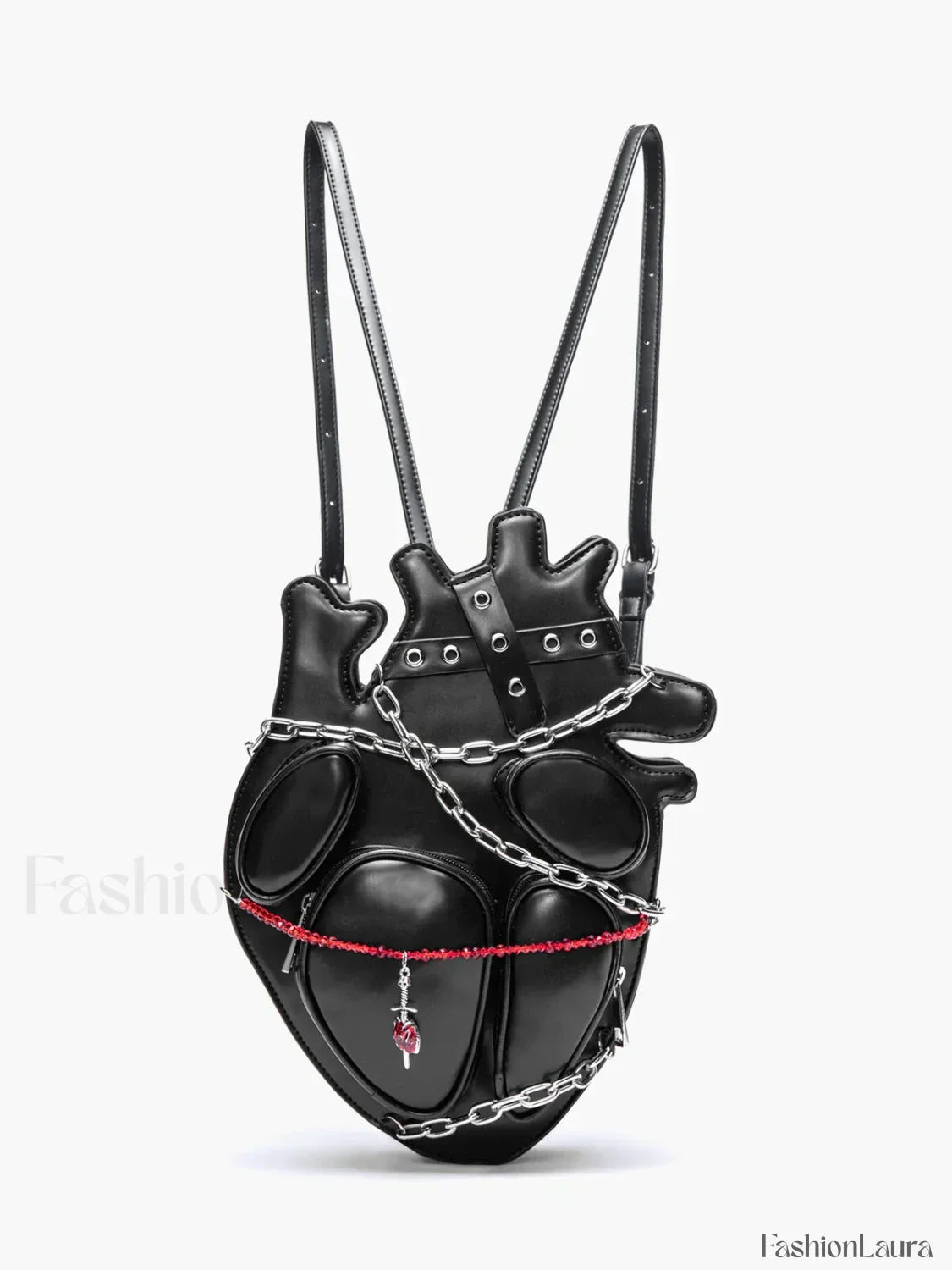 Original Metal Binding Shoulder Dark Sexy Style Heart Punk Chain Gothic Bag Black