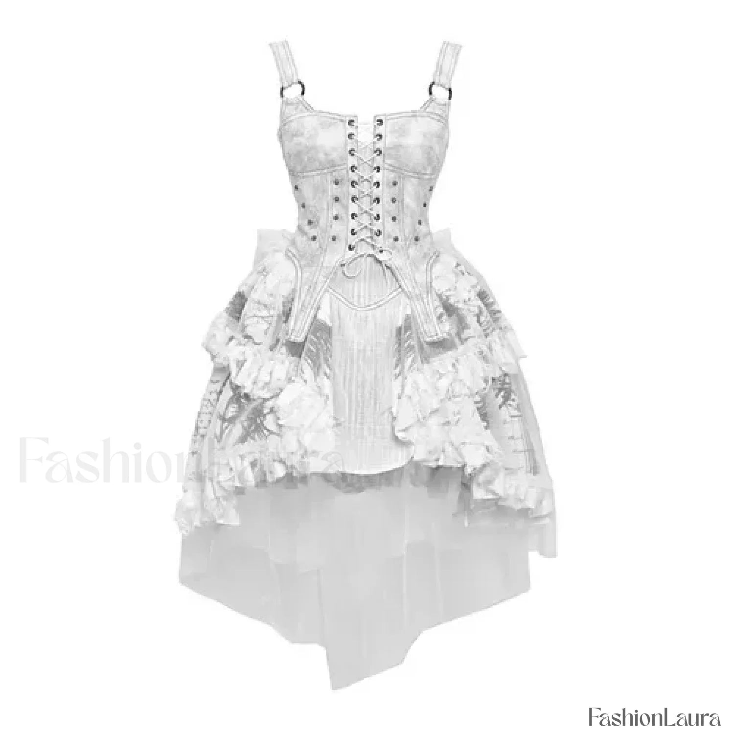 Original Punk Madhouse Gothic Print Lolita Trailing Suspender Light Dress Niche Vintage Dress WHITE / S
