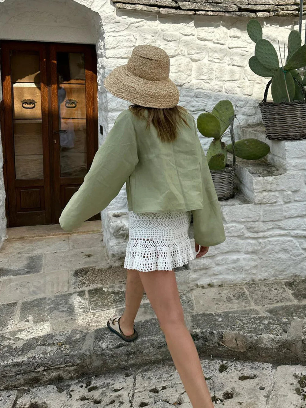 Oversized Long Tie Front Sleeve Blouse Blouses