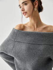 Oversized Overfold Off Shoulder Knit Sweater Sweaters
