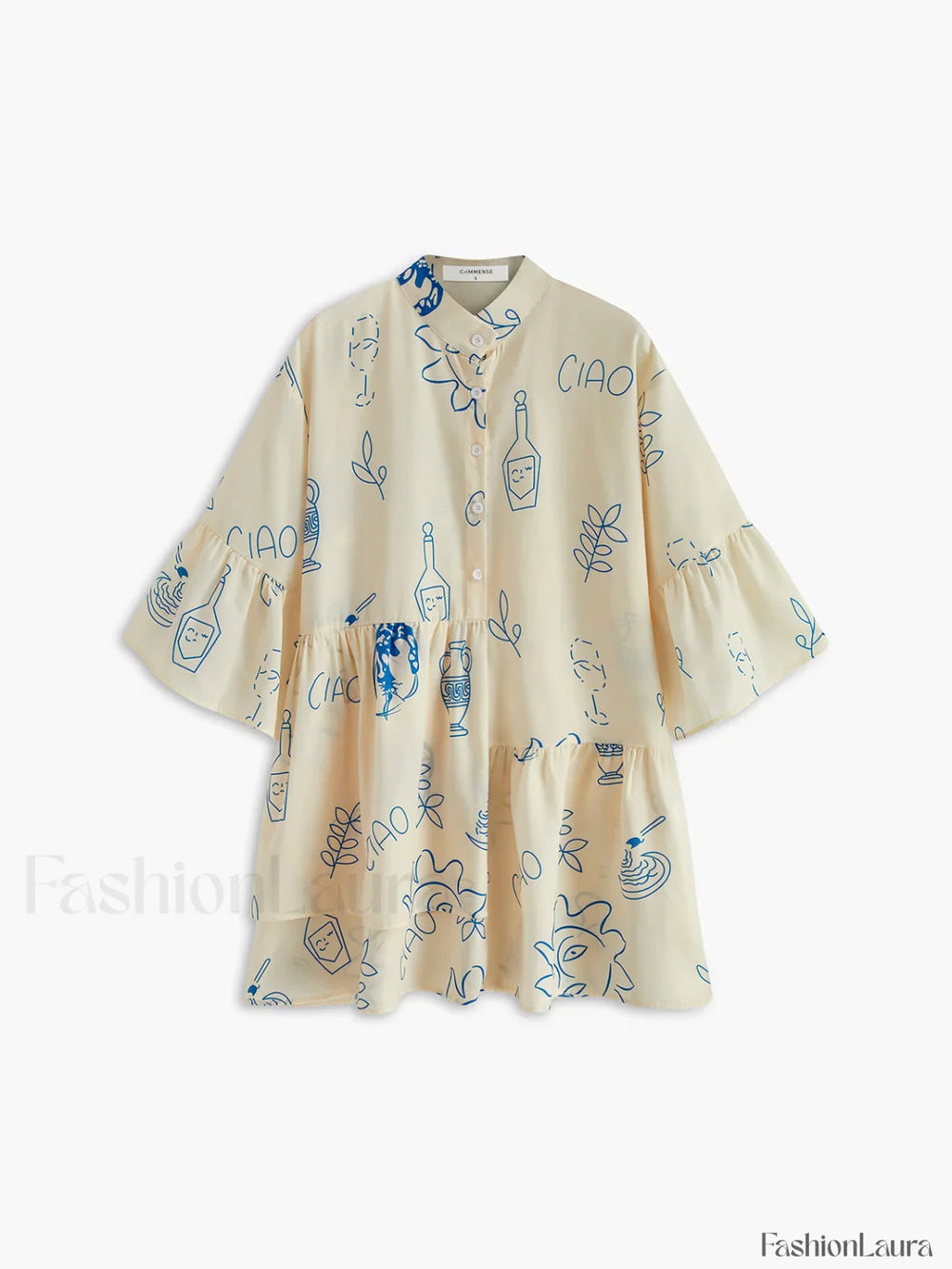 Oversized Sun Print Short Dress Dresses