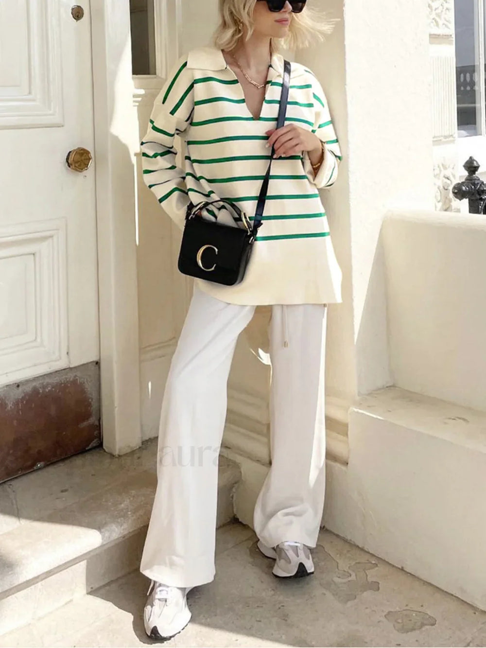 Paris In Graceful Spring Stripe Sweater Beige / S Sweaters L