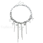 Party Lady Custom Diamond Sparkling Necklace STEEL