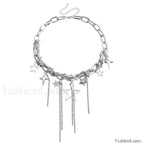 Party Lady Custom Diamond Sparkling Necklace STEEL