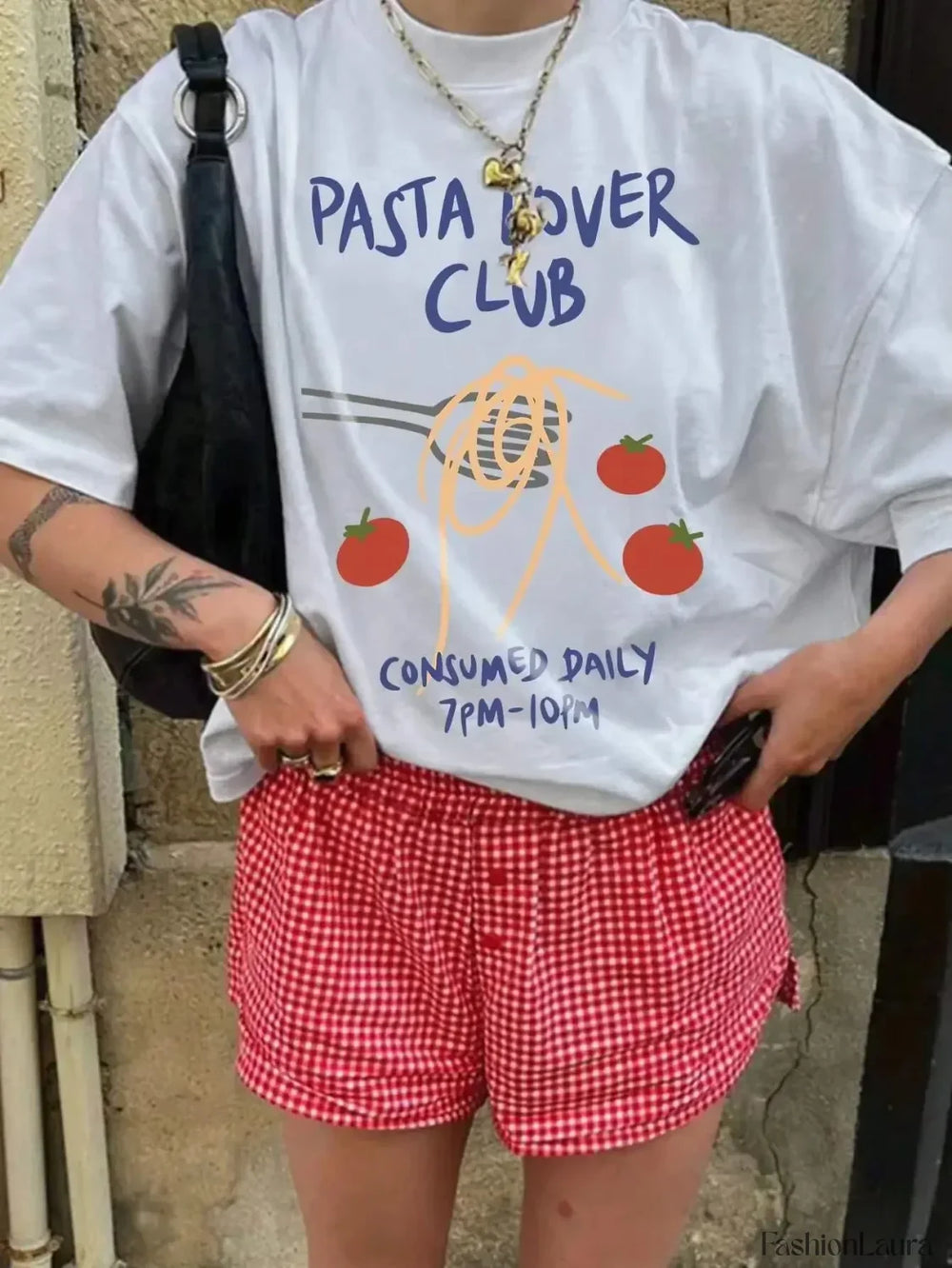 Pasta Over Clu Band Harajuku Aesthetic T Shirt WHITE / S