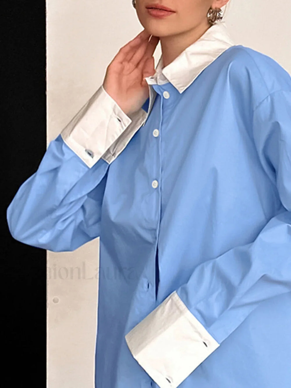 Patchwork Collar Graceful & Cuff Shirt Shirts