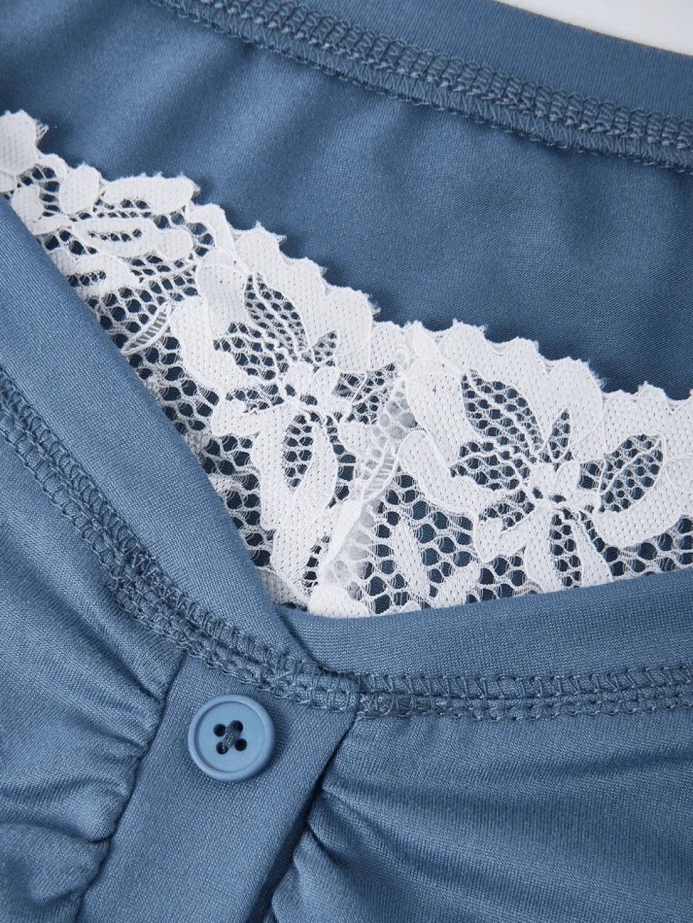 Patchwork Lace Buttoned Long Sleeve Top Tops&Tees