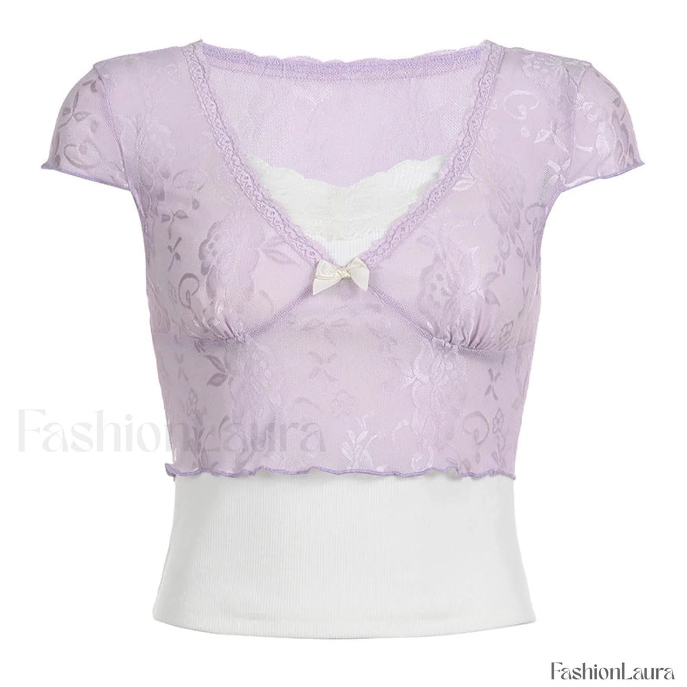 Patchwork Lace Crop Top Tops&Tees