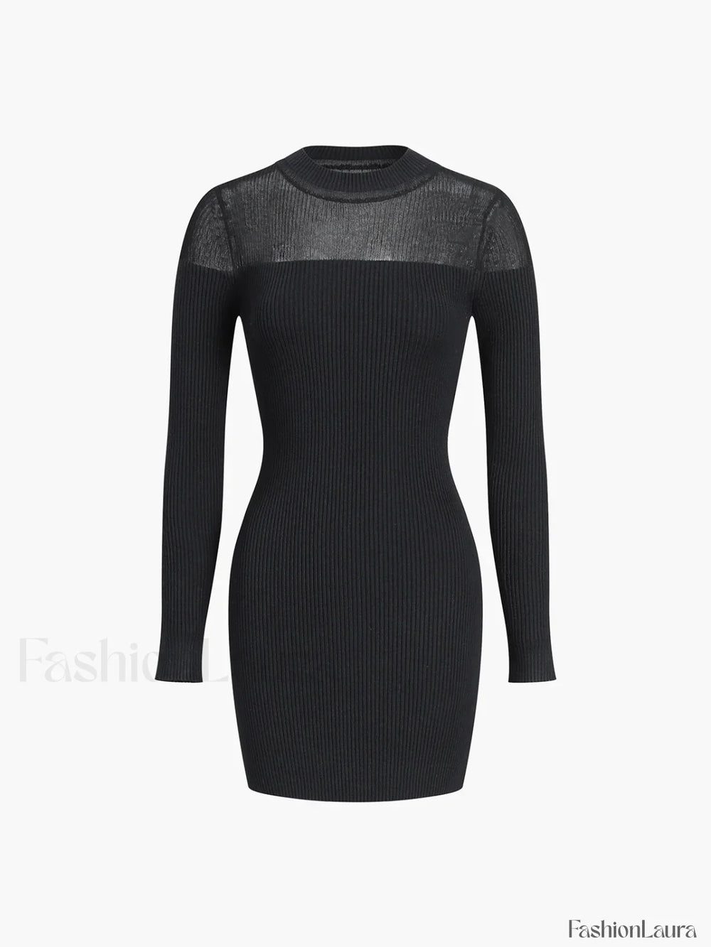 Patchwork Long Sleeve Trendy Short Sweater Dress Black / S Sweaters L