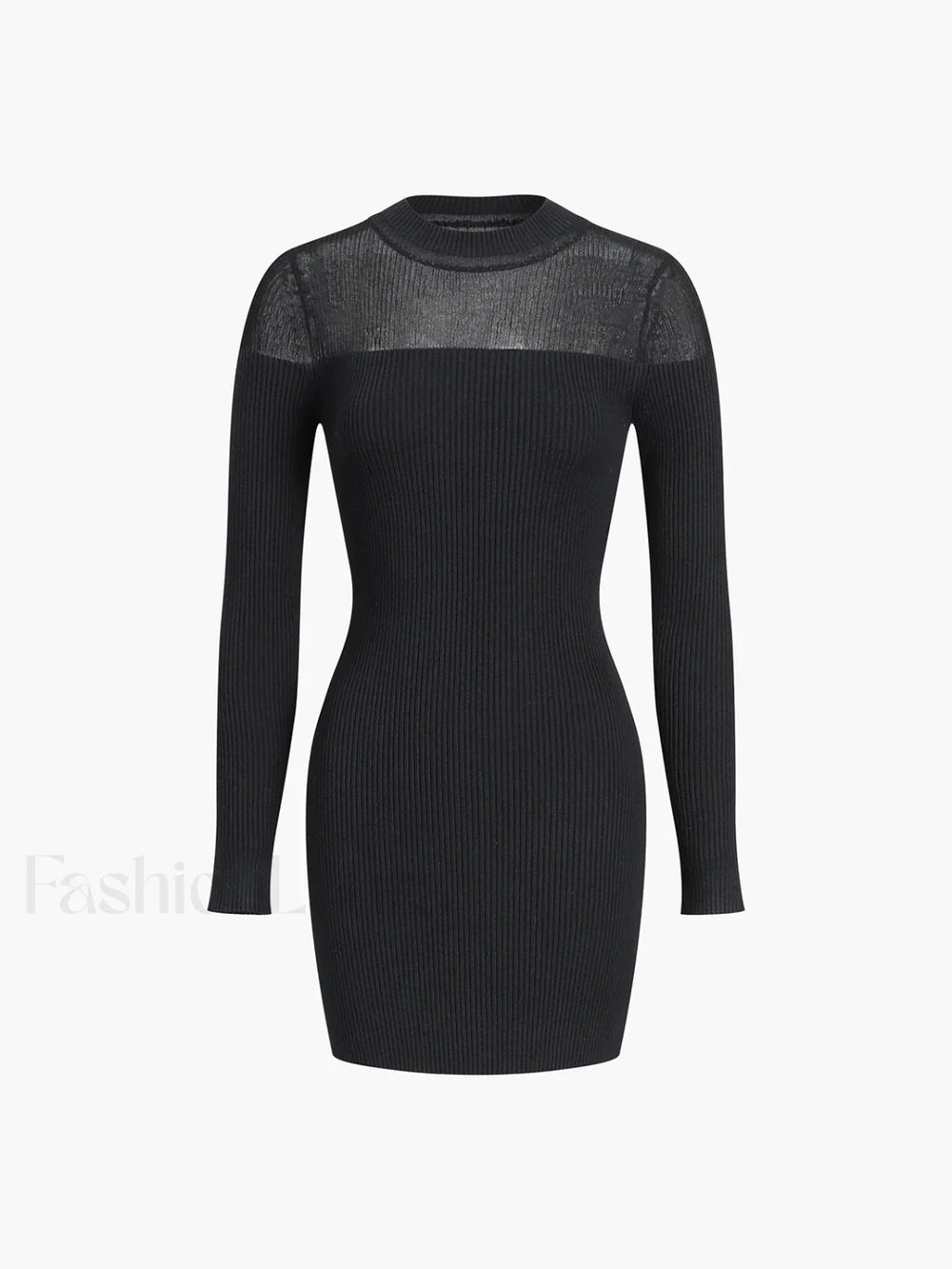Patchwork Long Sleeve Trendy Short Sweater Dress Black / S Sweaters L