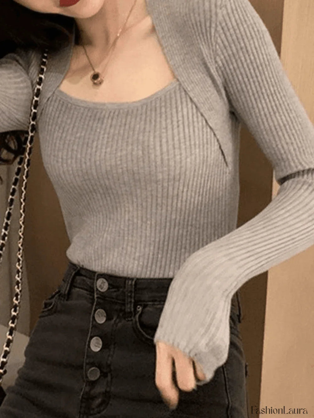 Patchwork Rib Knit Sweater Sweaters