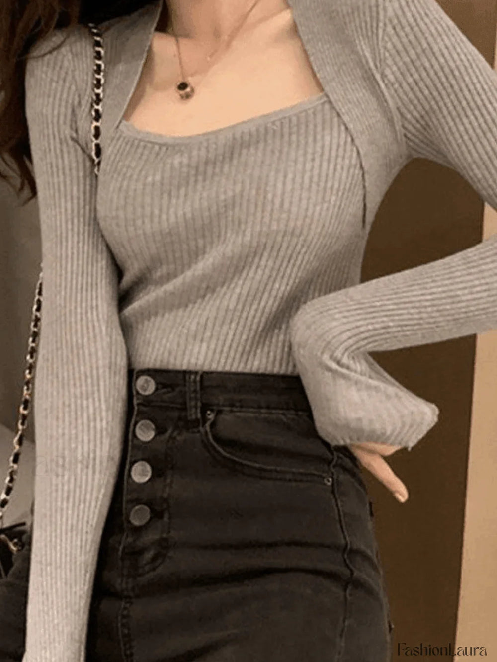 Patchwork Rib Knit Sweater Sweaters