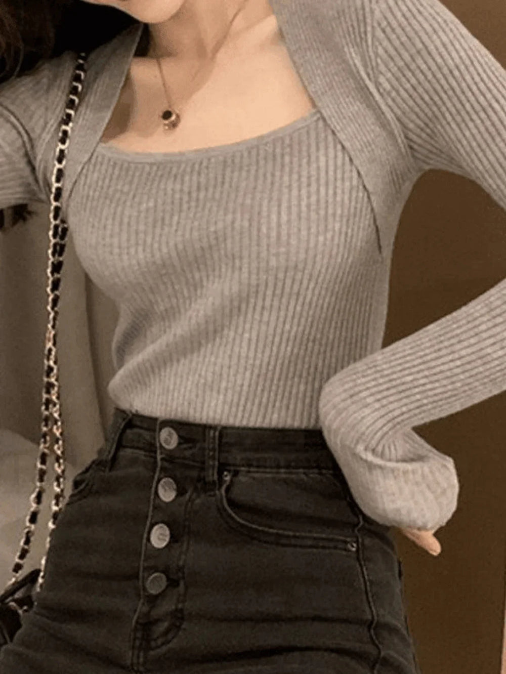 Patchwork Rib Knit Sweater Sweaters