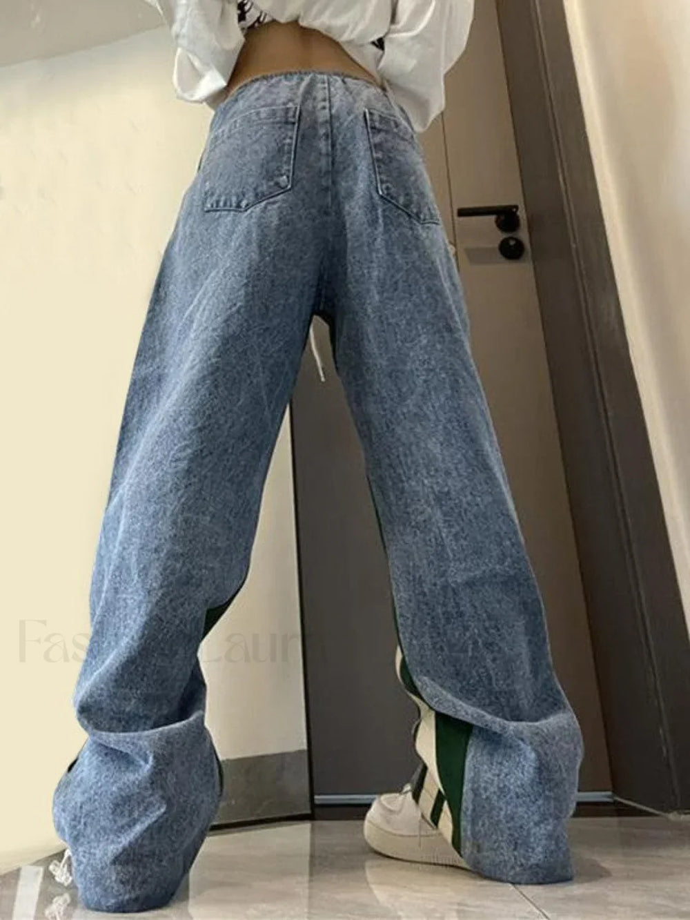 Patchwork Striped Baggy Boyfriend Jeans Boyfriend Jeans