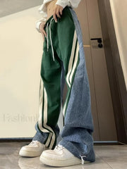 Patchwork Striped Baggy Boyfriend Jeans Boyfriend Jeans