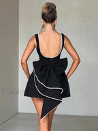 Pearl Bow Sleeveless Mini Dress