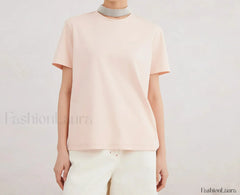 Pima Cotton Crew Neck Women’s T Shirt Light pink / S