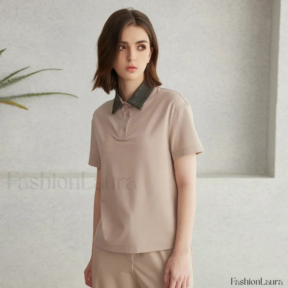 Pima Cotton Summer Short Sleeve T Shirt Khaki / S