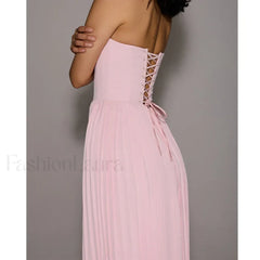 Pink Bow Lace Midi Dress