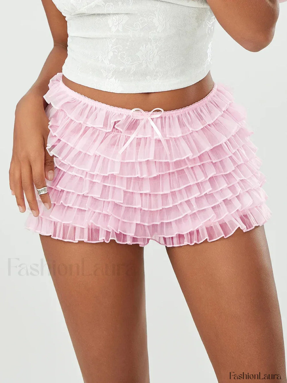 Pink Lace Ruffled Bloomer Skirt