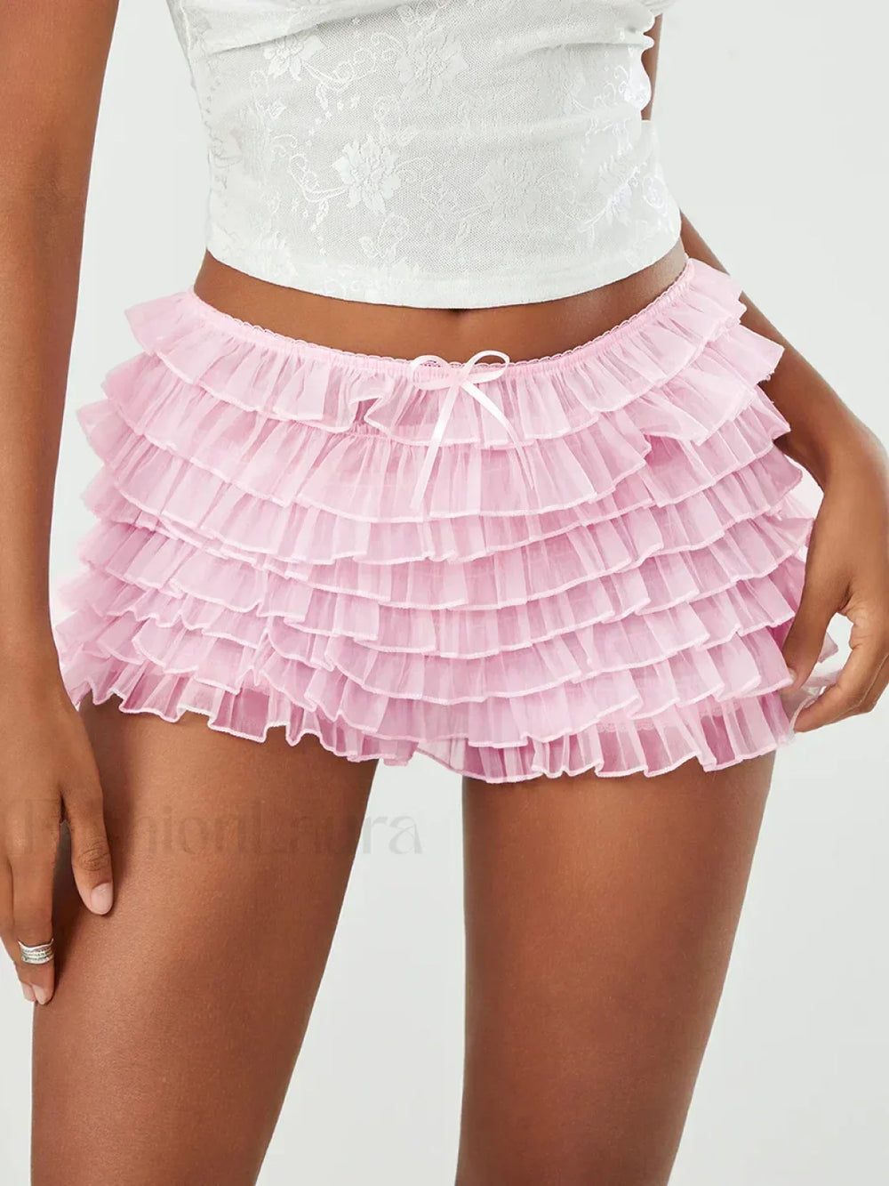 Pink Lace Ruffled Bloomer Skirt