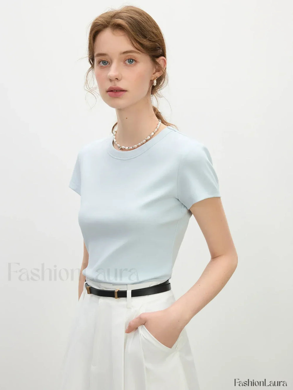 Pink Minimalist Slim Fit T Shirt