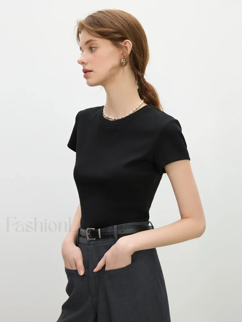 Pink Minimalist Slim Fit T Shirt