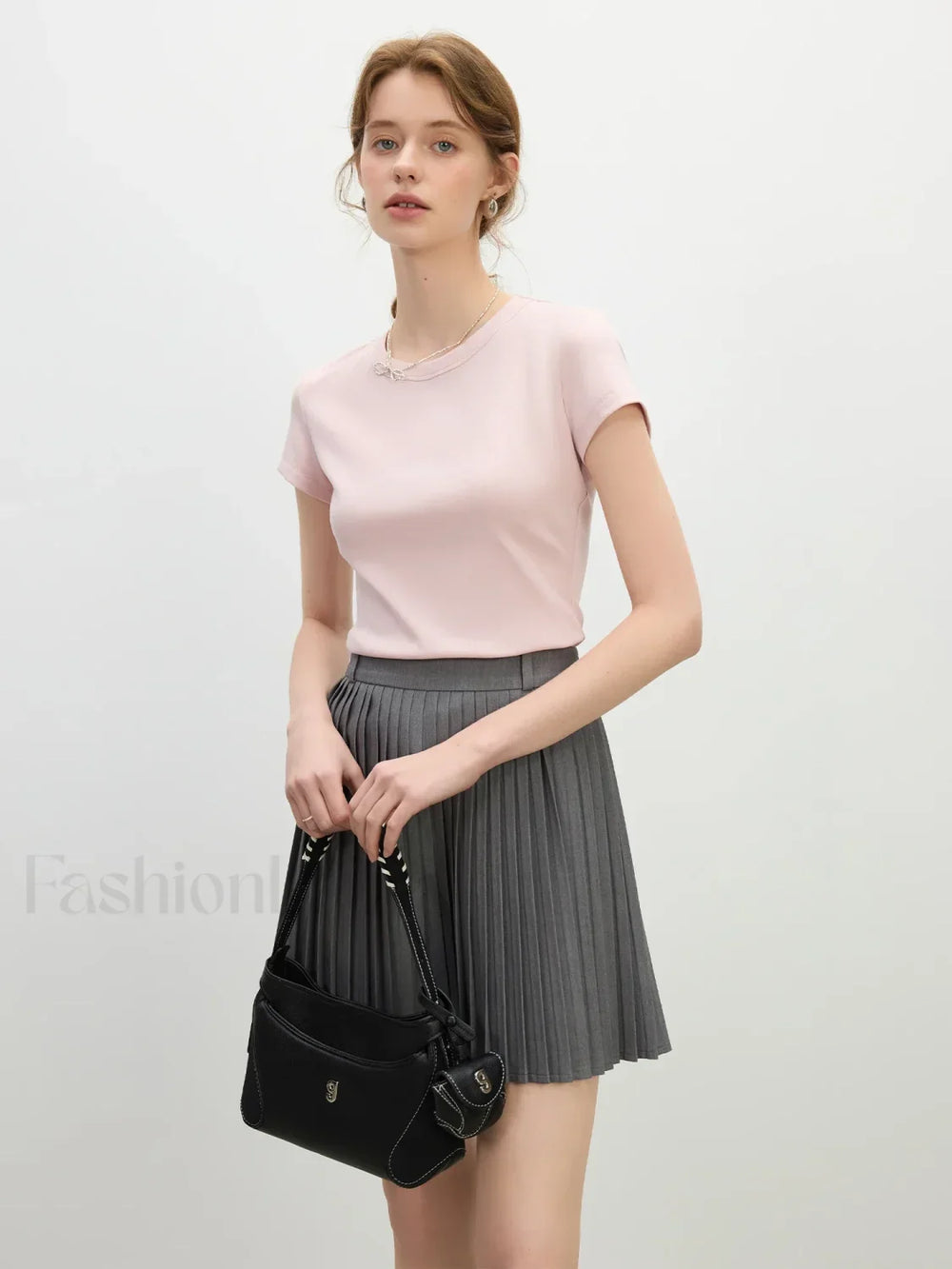 Pink Minimalist Slim Fit T Shirt Pink / XS