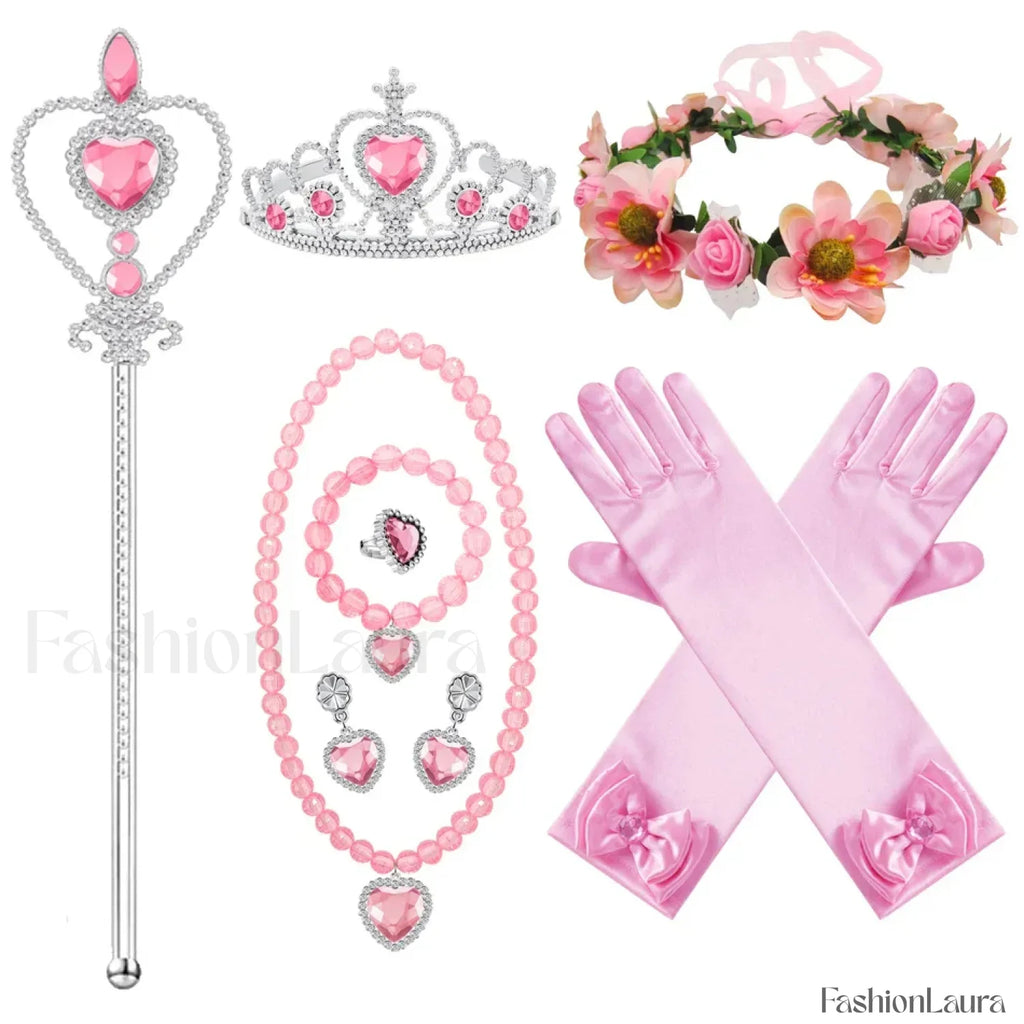 Pink Party Kid Elegant Spring Princess Sleeping Beauty Birthday Autumn Cosplay Aurora Costume 2Y Tag 100 / Accs 02