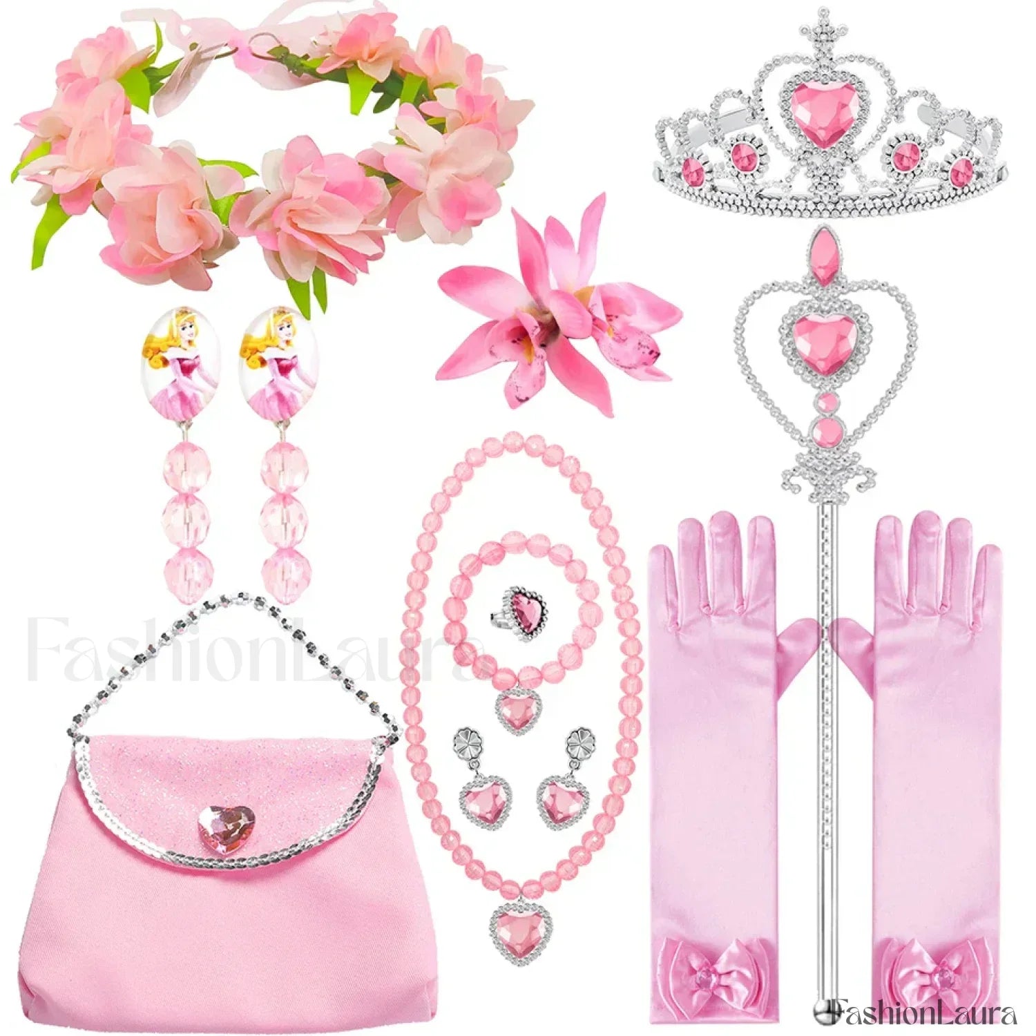 Pink Party Kid Elegant Spring Princess Sleeping Beauty Birthday Autumn Cosplay Aurora Costume 2Y Tag 100 / Accs 04