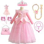 Pink Party Kid Elegant Spring Princess Sleeping Beauty Birthday Autumn Cosplay Aurora Costume 2Y Tag 100 / Dress Sets 05