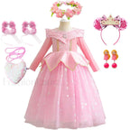 Pink Party Kid Elegant Spring Princess Sleeping Beauty Birthday Autumn Cosplay Aurora Costume 2Y Tag 100 / Dress Sets 07