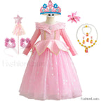 Pink Party Kid Elegant Spring Princess Sleeping Beauty Birthday Autumn Cosplay Aurora Costume 2Y Tag 100 / Dress Sets 08