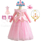 Pink Party Kid Elegant Spring Princess Sleeping Beauty Birthday Autumn Cosplay Aurora Costume 2Y Tag 100 / Dress Sets 08