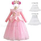Pink Party Kid Elegant Spring Princess Sleeping Beauty Birthday Autumn Cosplay Aurora Costume 2Y Tag 100 / Dress Sets 09
