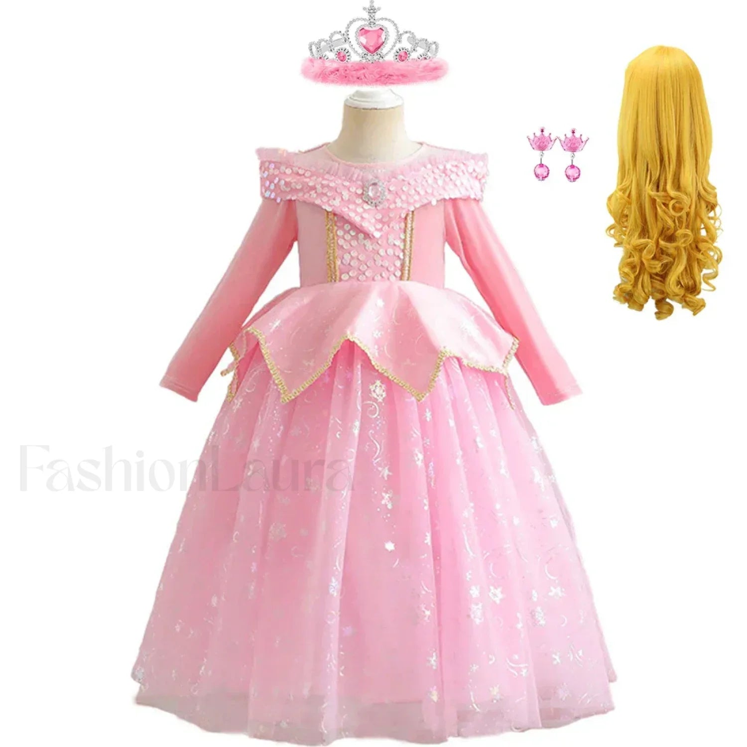Pink Party Kid Elegant Spring Princess Sleeping Beauty Birthday Autumn Cosplay Aurora Costume 2Y Tag 100 / Dress Sets 02