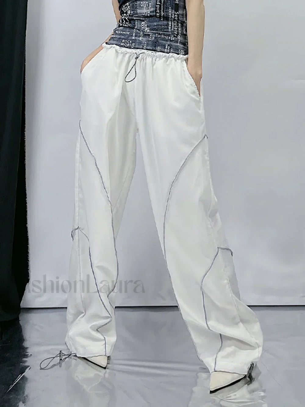 Pintuck Detail Straight Leg Pants Straight Leg Pants