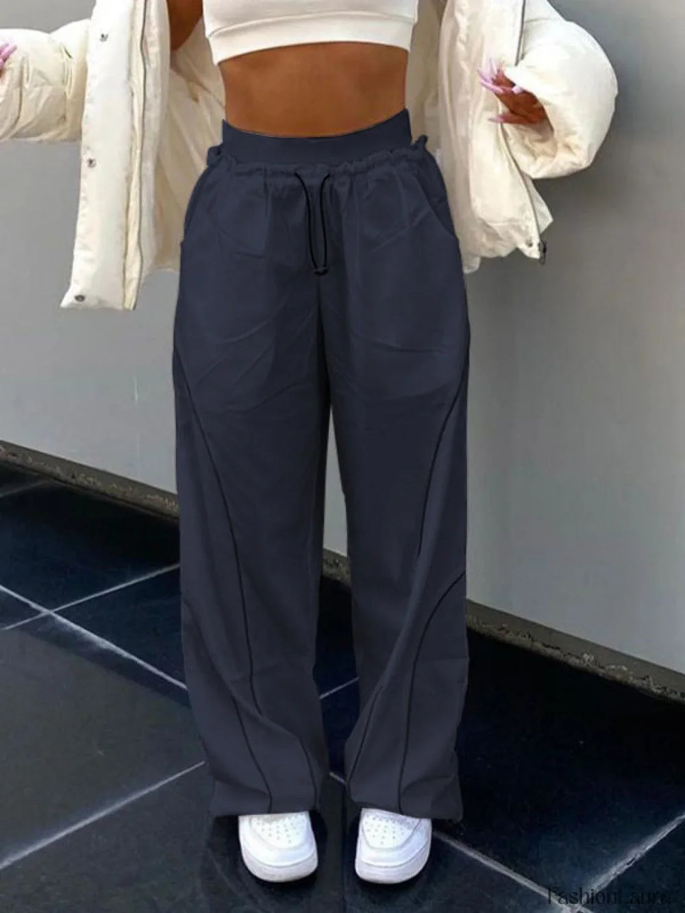 Pintuck Detail Straight Leg Pants Straight Leg Pants