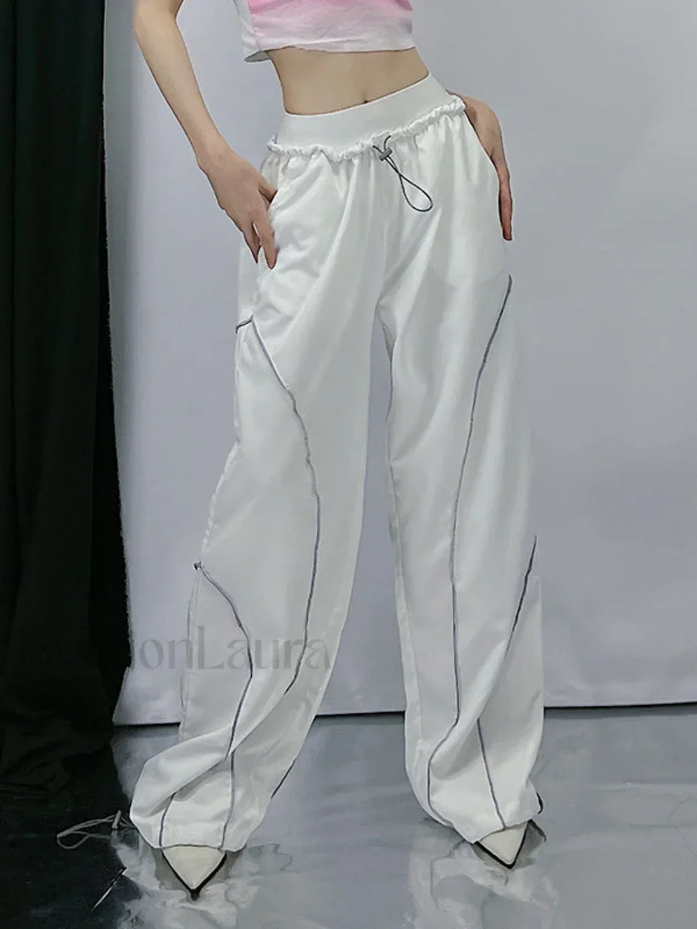 Pintuck Detail Straight Leg Pants Straight Leg Pants