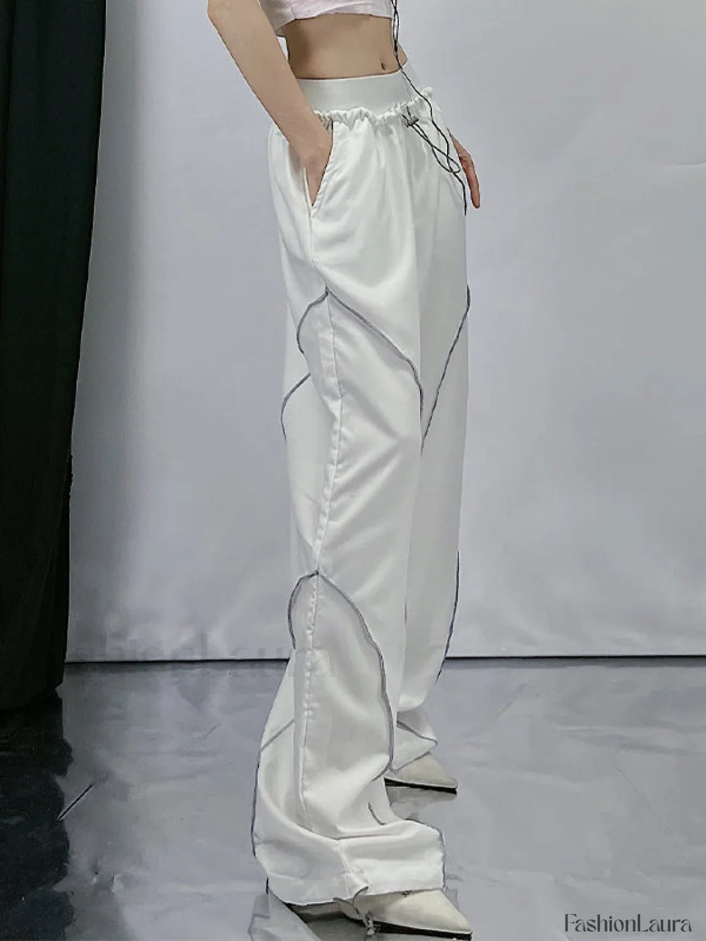 Pintuck Detail Straight Leg Pants Straight Leg Pants