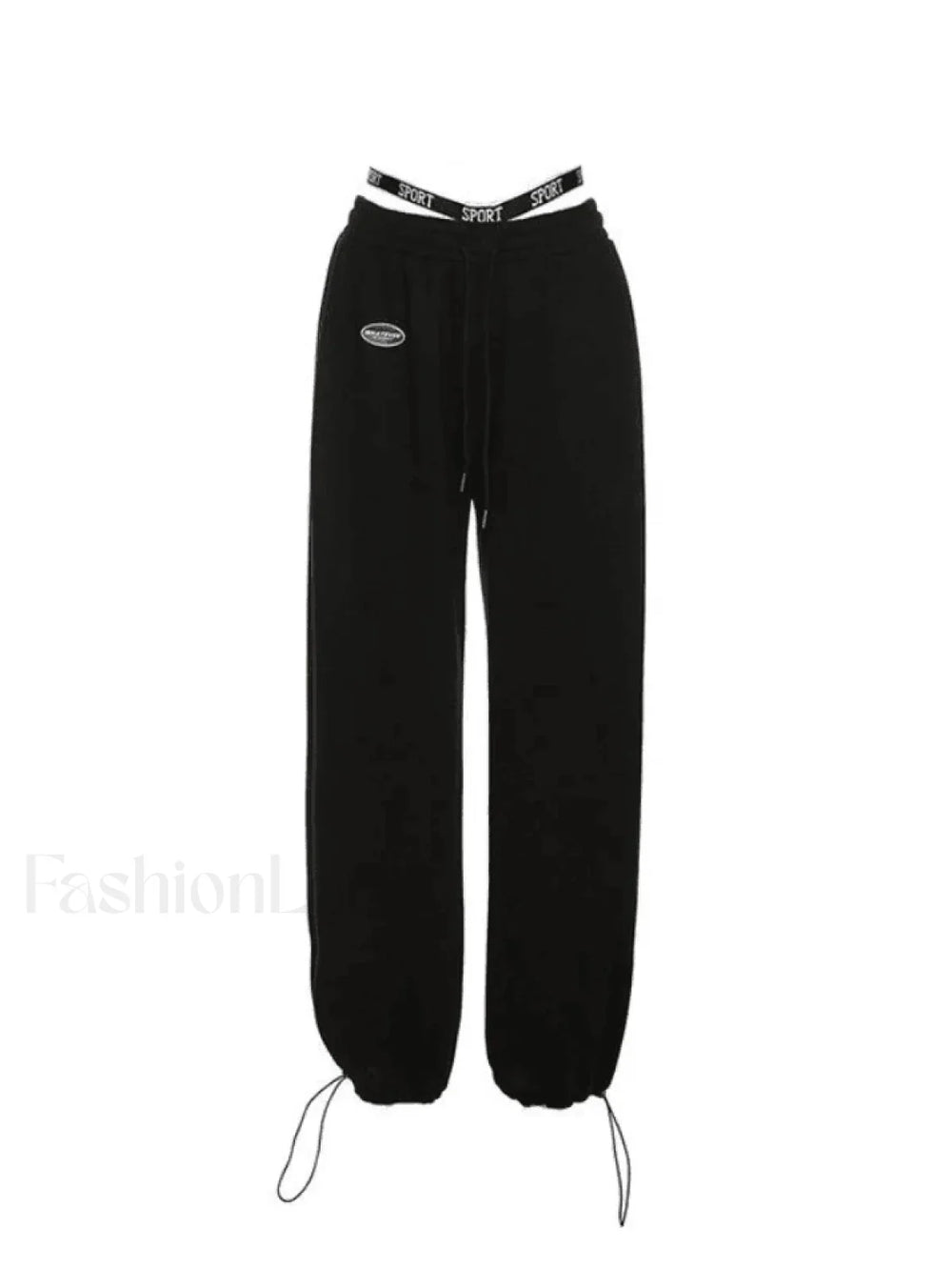 Piping Detail Strappy Waist Baggy Sweatpants Pants