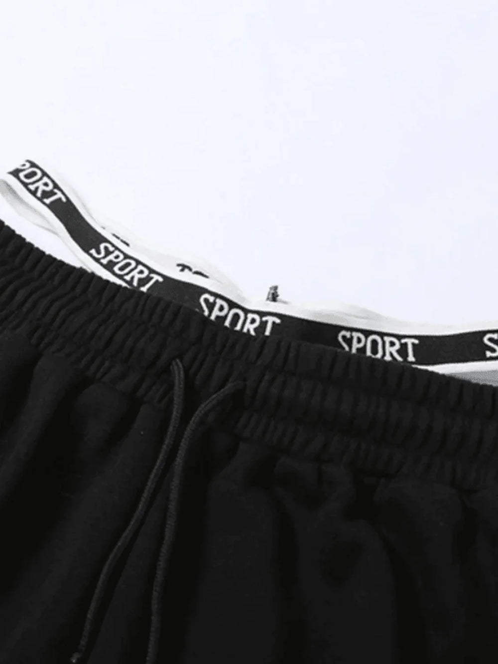 Piping Detail Strappy Waist Baggy Sweatpants Pants