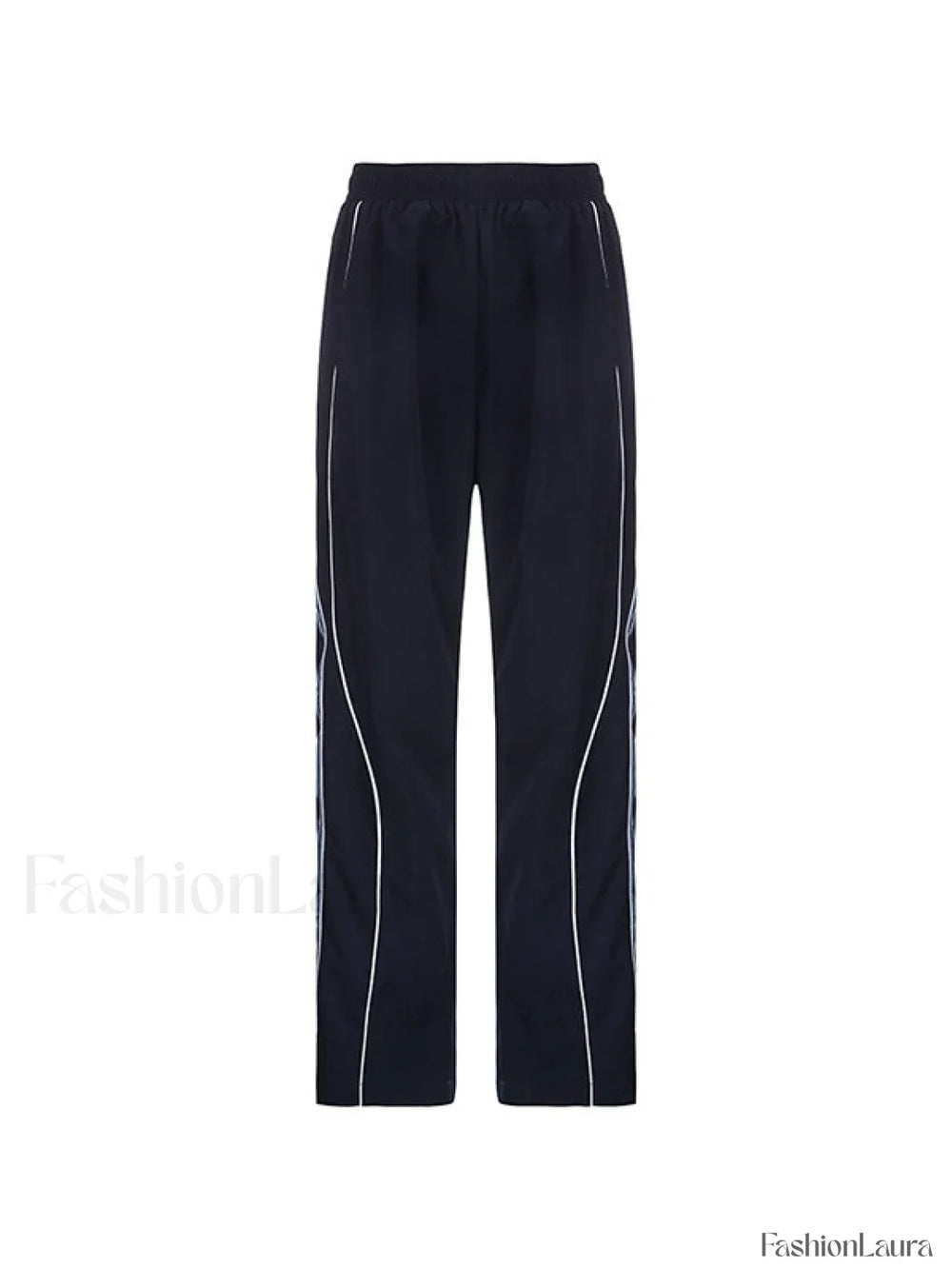 Piping Detail Wide Leg Track Pants Wide Leg Pants