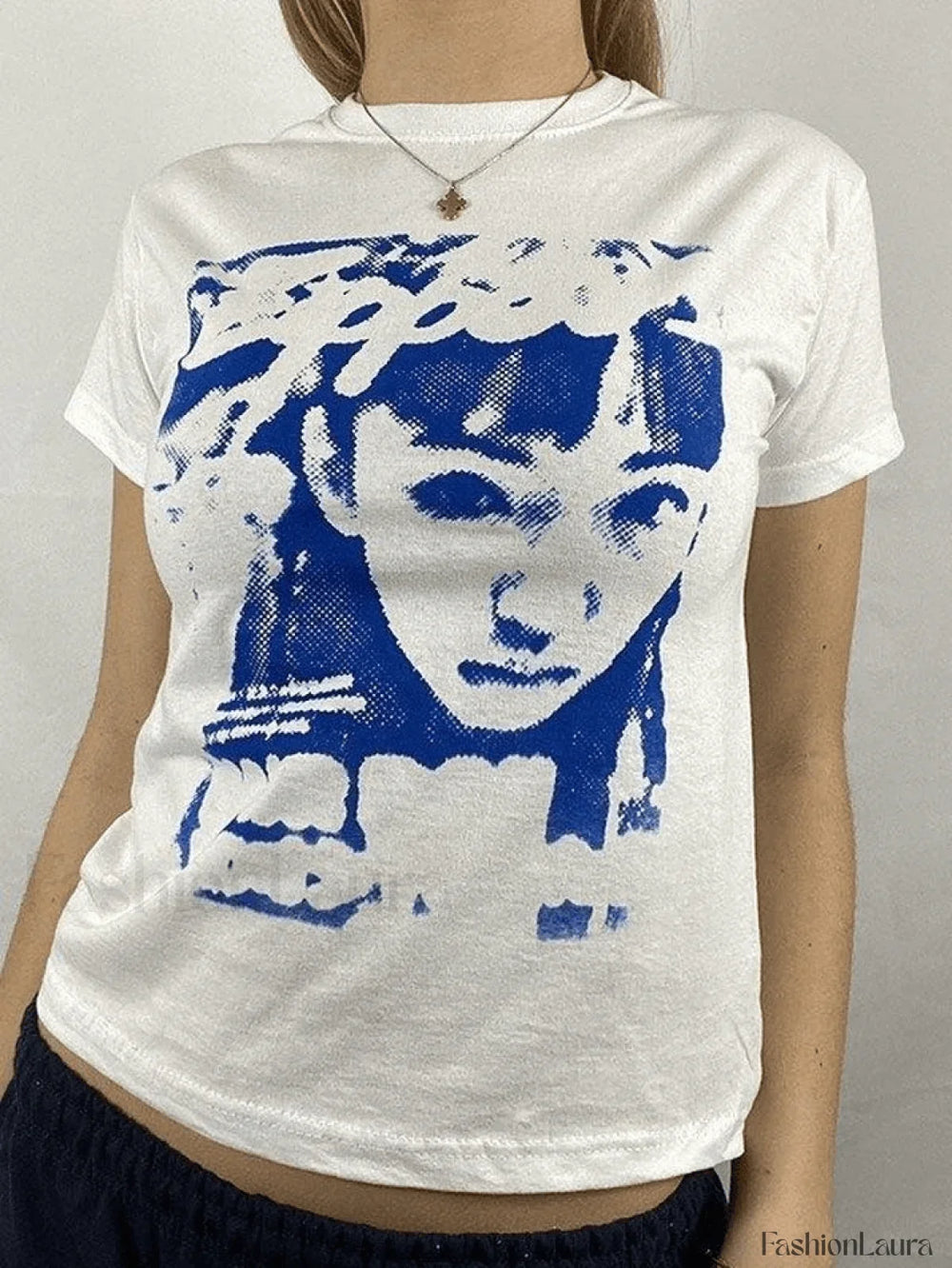 Pixel Face Print Short Sleeve Tee White / S Tops&Tees