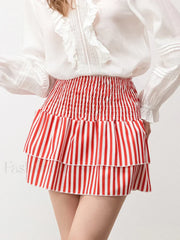 Plaid Cake Ruffle Mini Skirt