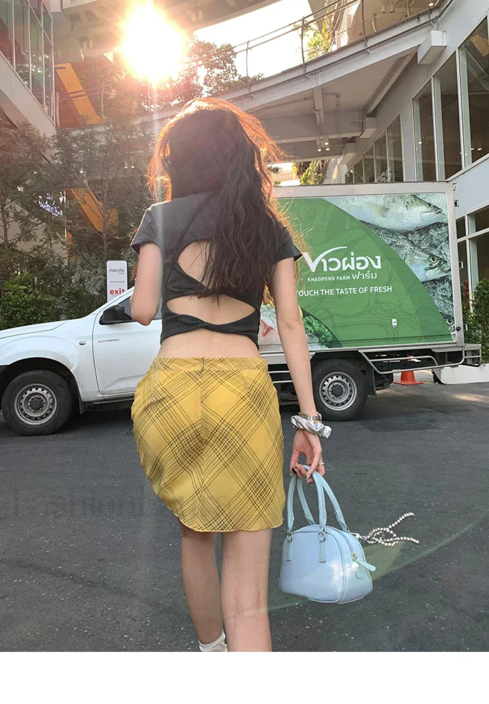 Plaid High Waist Link Mini Skirt