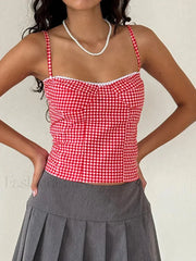 Plaid Open Back Low Crop Top